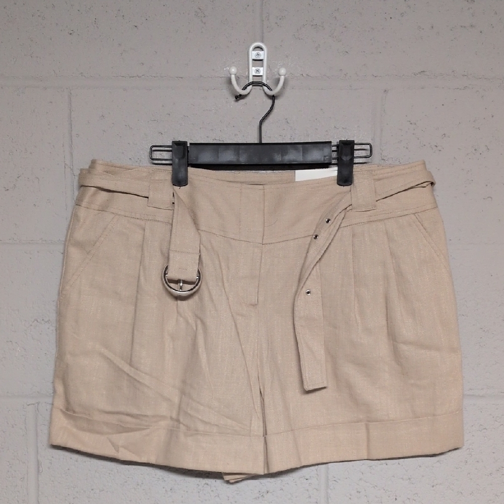 Apt. 9 Women's Beige Cargo Shorts Linen Blend, Size 14 NWT, Vacation Ready